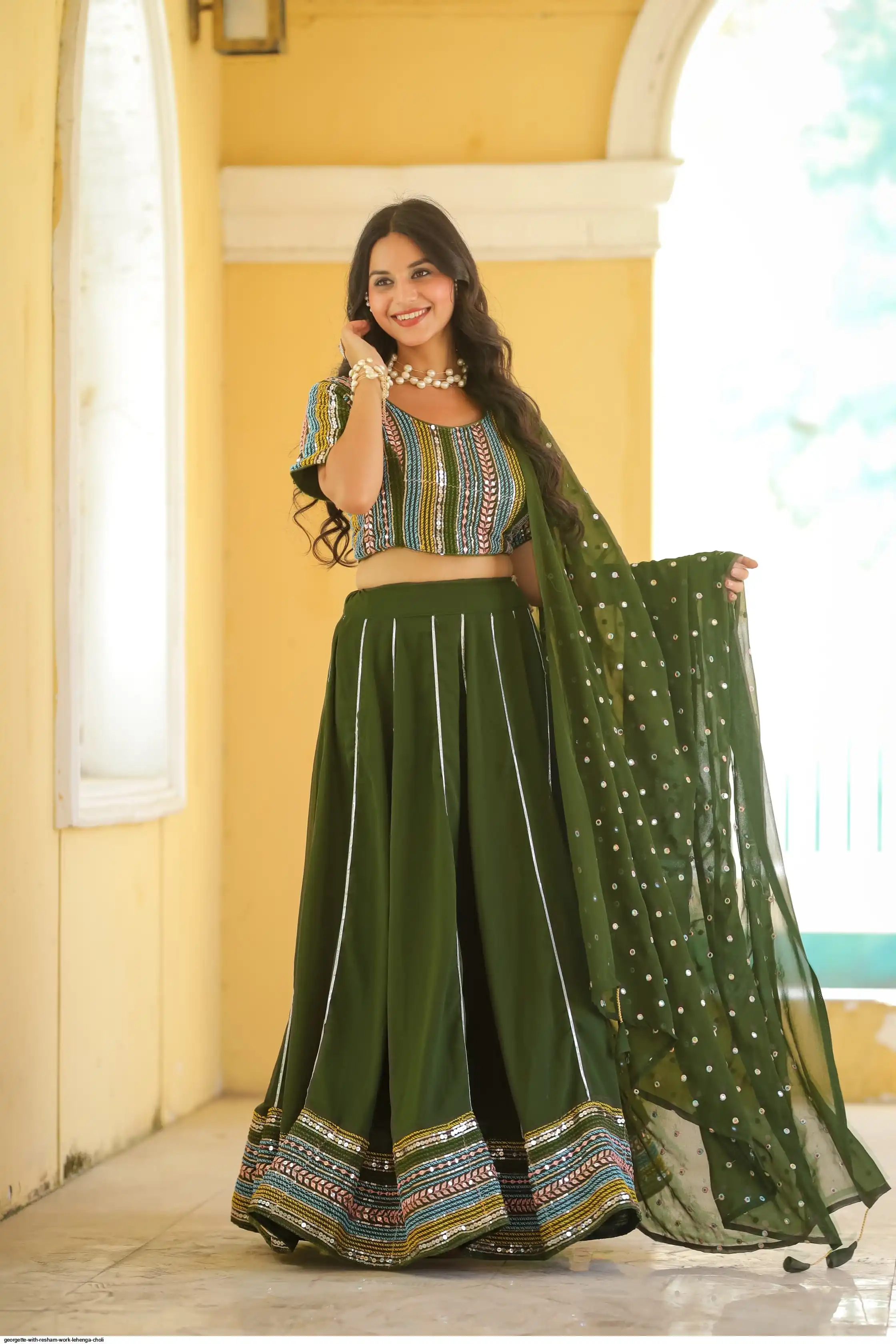 GEORGETTE WITH RESHAM WORK LEHENGA CHOLI 5