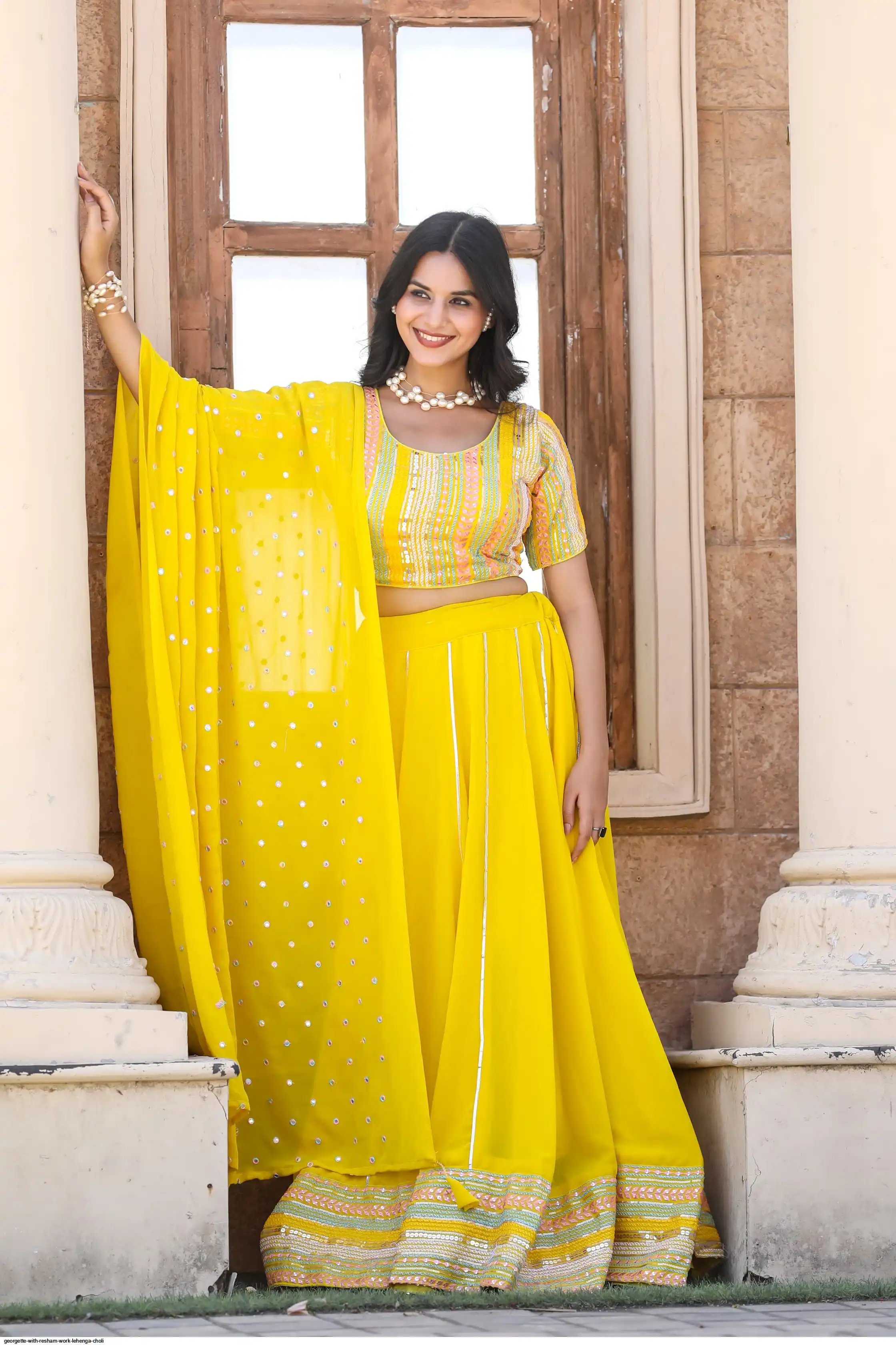 GEORGETTE WITH RESHAM WORK LEHENGA CHOLI 4