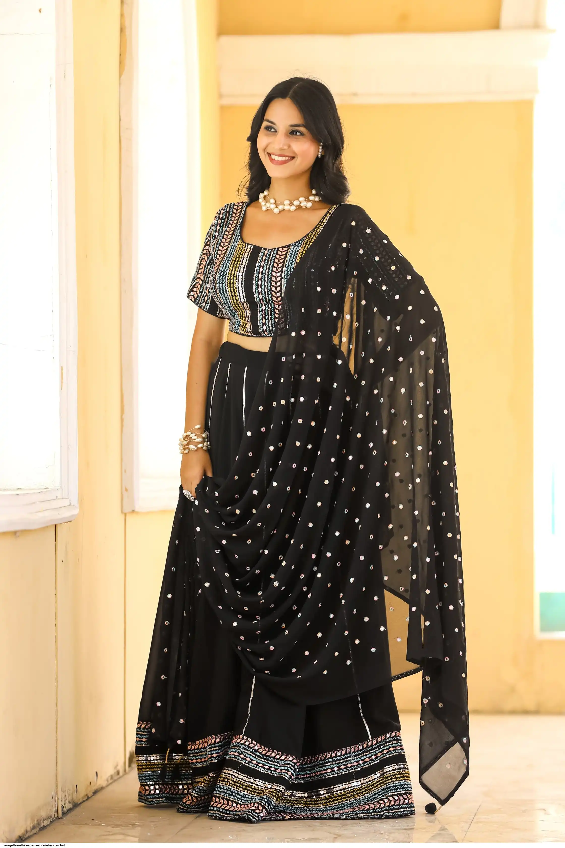 GEORGETTE WITH RESHAM WORK LEHENGA CHOLI 3