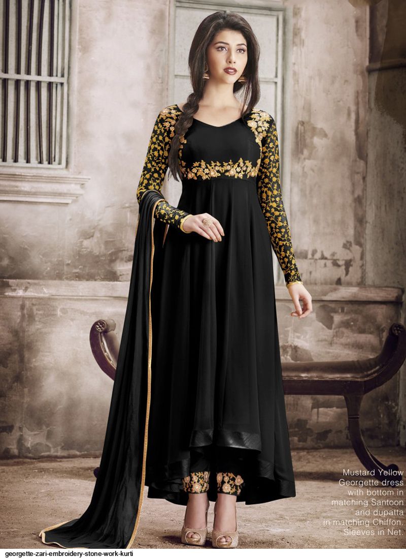 Madhuri Designer Embroidery Zari buy work Fully STITCHED kurti for Girl&Women Long kurti for women,indian dress,wedding kurti,gown set