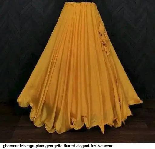 GHOOMAR LEHENGA PLAIN GEORGETTE FLAIRED ELEGANT FESTIVE WEAR A
