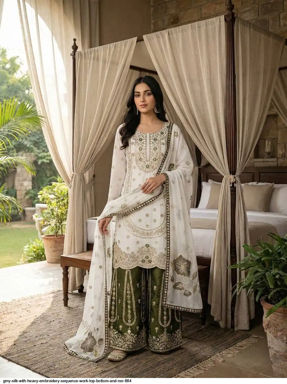 GMY SILK WITH HEAVY EMBROIDERY SEQUENCE WORK TOP BOTTOM AND NSR 884 4