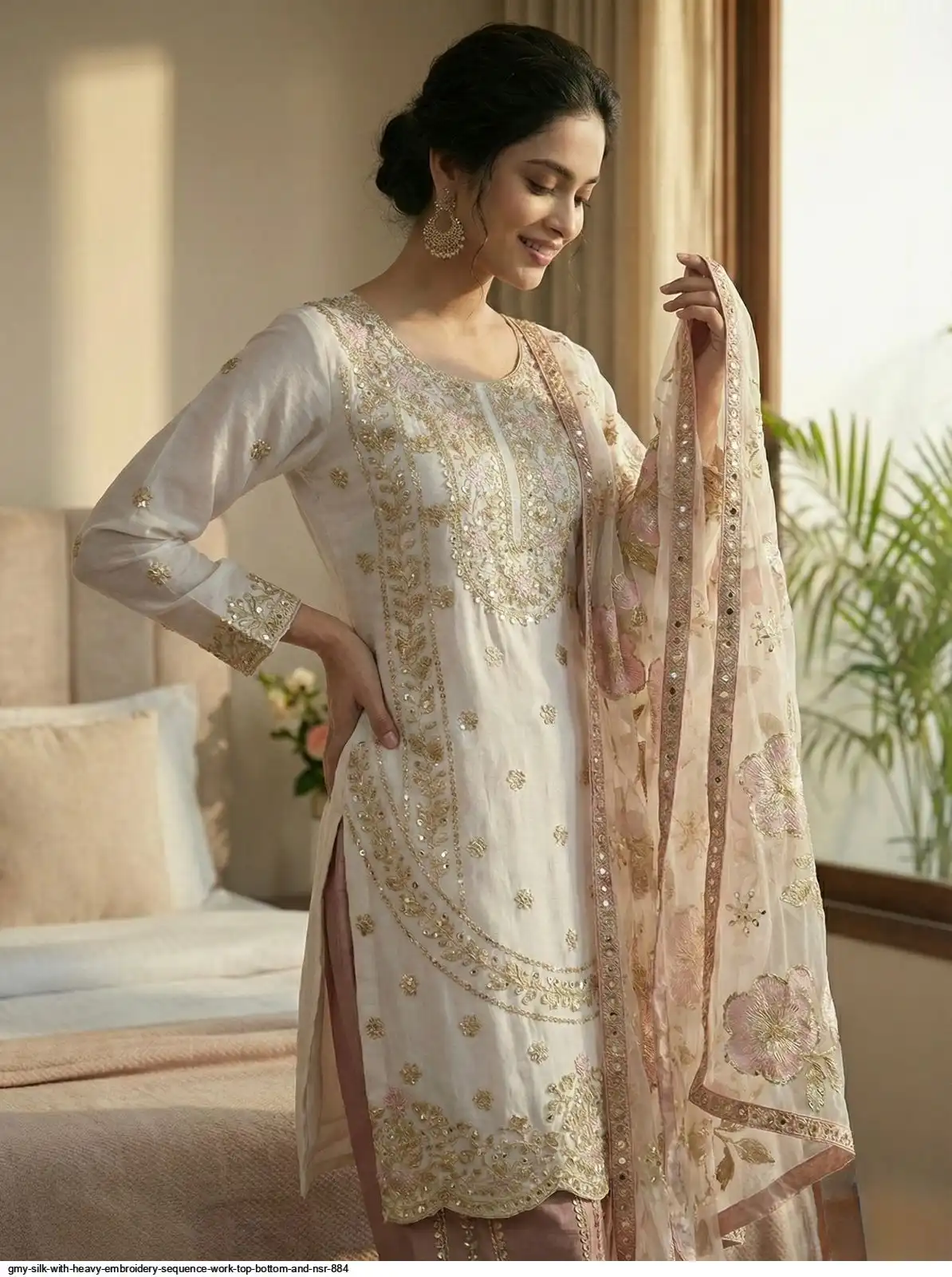GMY SILK WITH HEAVY EMBROIDERY SEQUENCE WORK TOP BOTTOM AND NSR 884 2