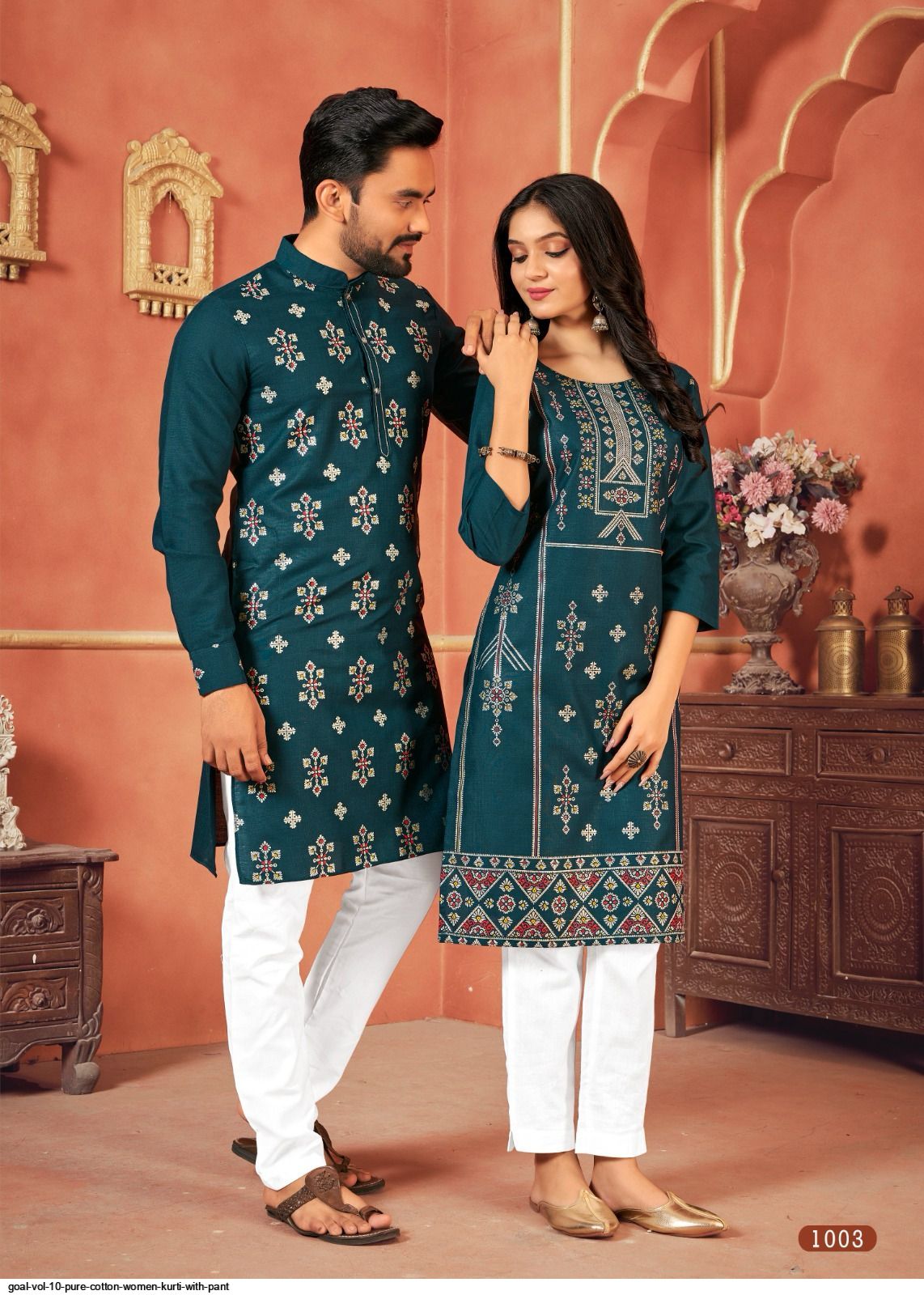 GOAL VOL 10 PURE COTTON WOMEN KURTI WITH PANT 1003
