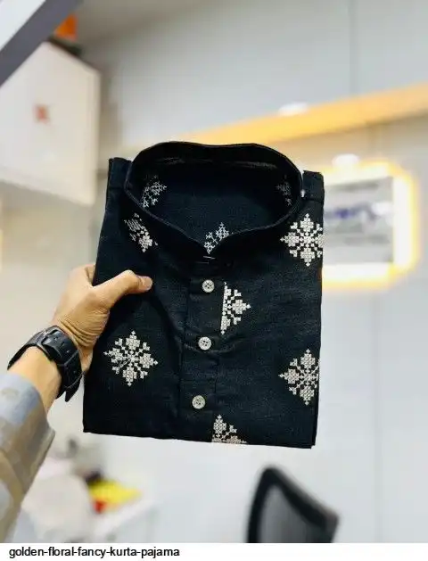 GOLDEN FLORAL FANCY KURTA PAJAMA G