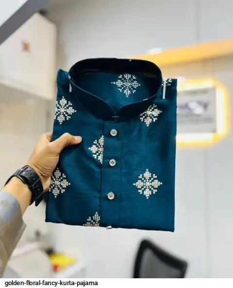 GOLDEN FLORAL FANCY KURTA PAJAMA A