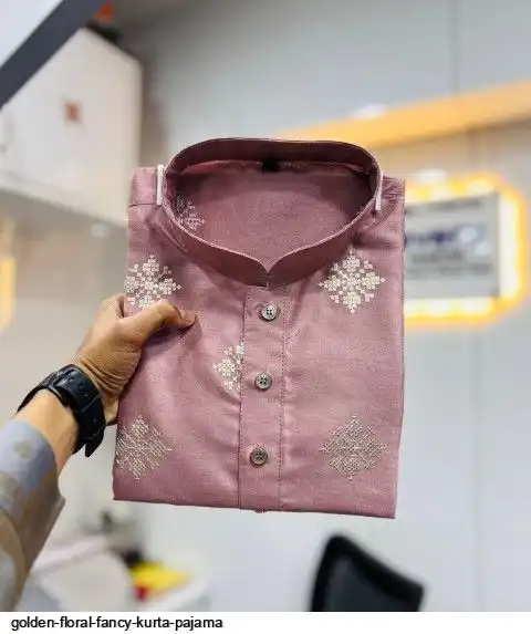 GOLDEN FLORAL FANCY KURTA PAJAMA B