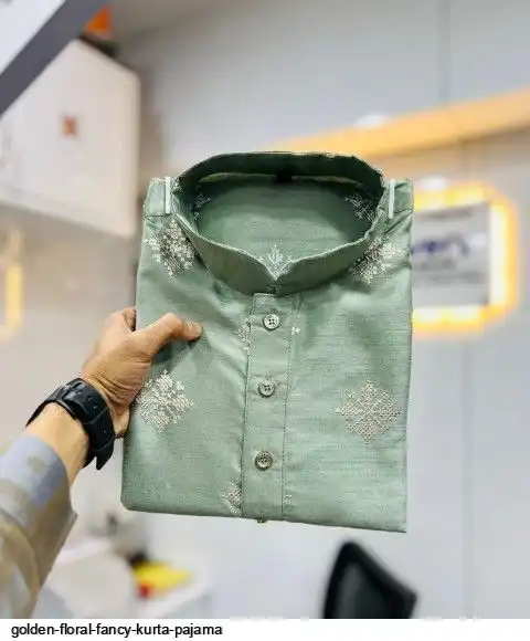 GOLDEN FLORAL FANCY KURTA PAJAMA D