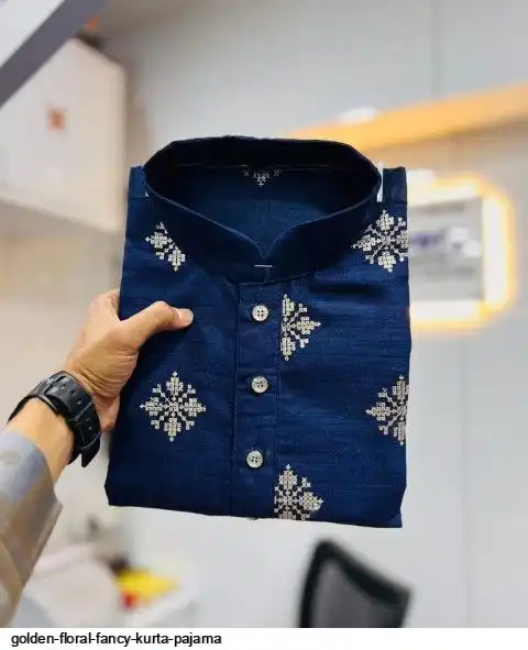GOLDEN FLORAL FANCY KURTA PAJAMA C