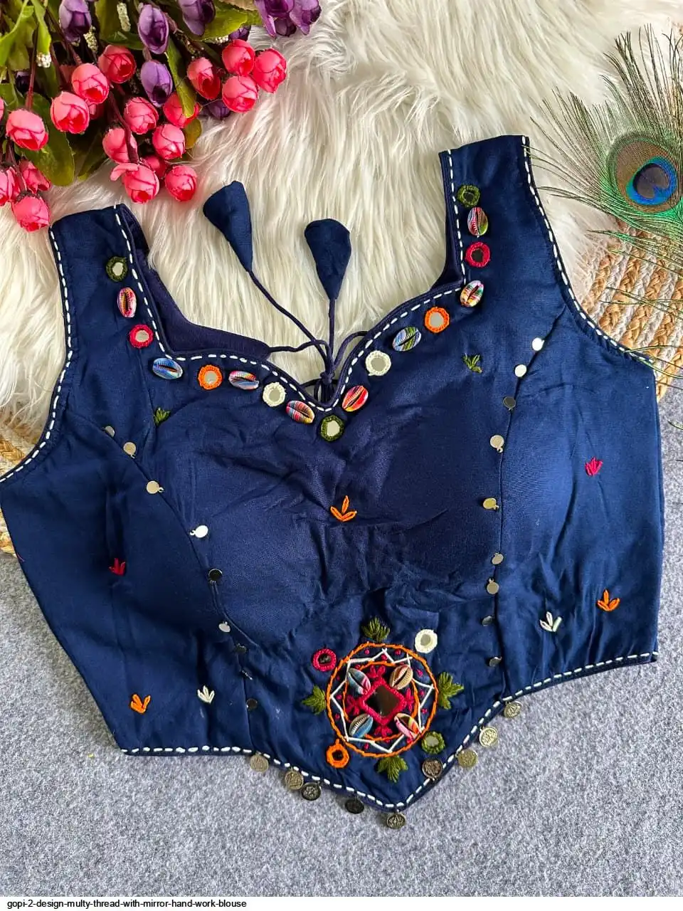 GOPI 2 DESIGN MULTY THREAD WITH MIRROR HAND WORK BLOUSE B