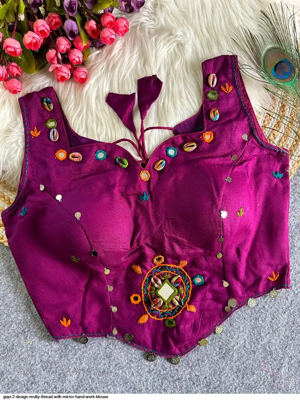 GOPI 2 DESIGN MULTY THREAD WITH MIRROR HAND WORK BLOUSE C