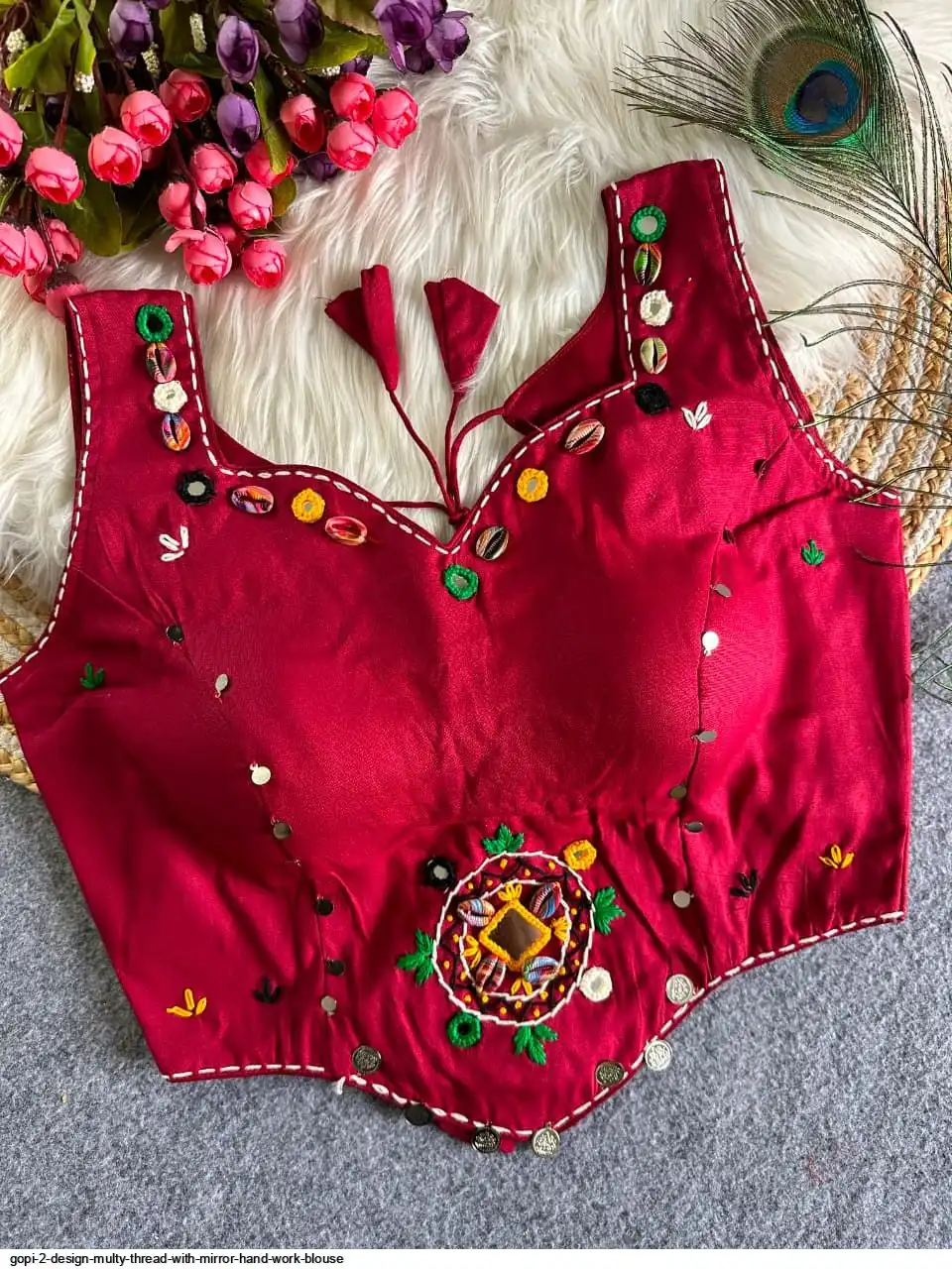 GOPI 2 DESIGN MULTY THREAD WITH MIRROR HAND WORK BLOUSE E