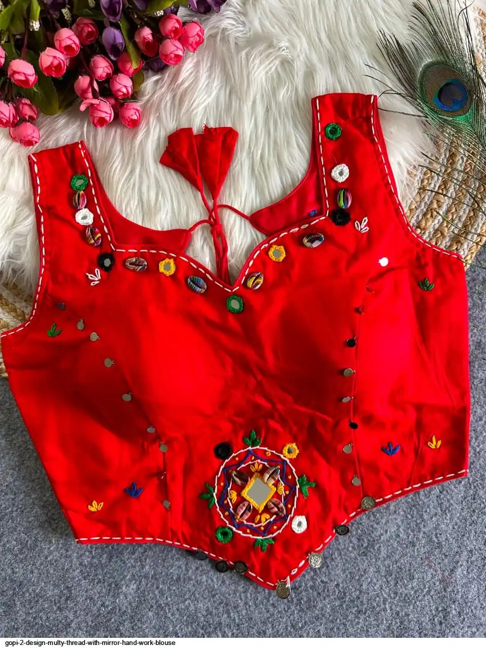 GOPI 2 DESIGN MULTY THREAD WITH MIRROR HAND WORK BLOUSE H