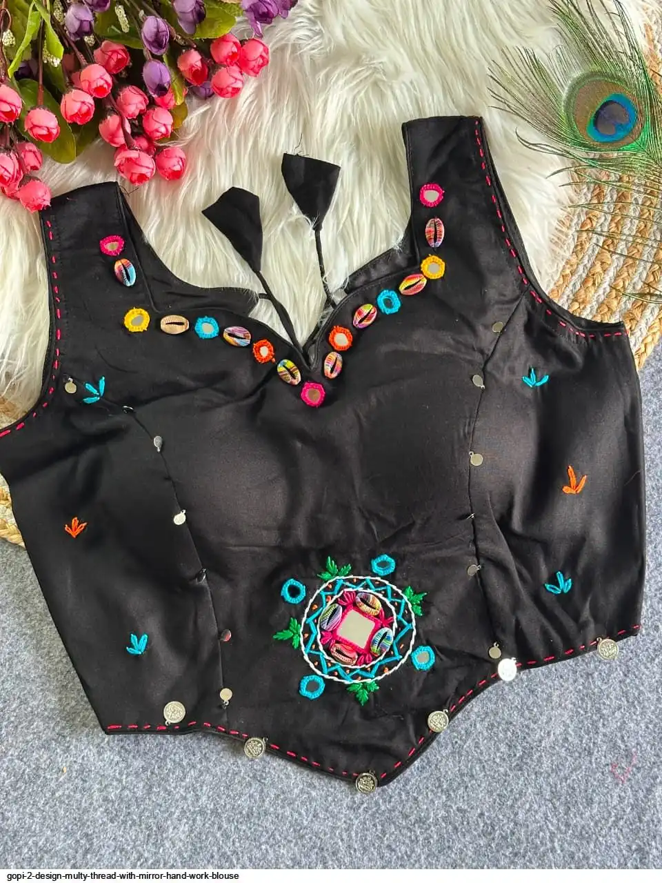 GOPI 2 DESIGN MULTY THREAD WITH MIRROR HAND WORK BLOUSE G