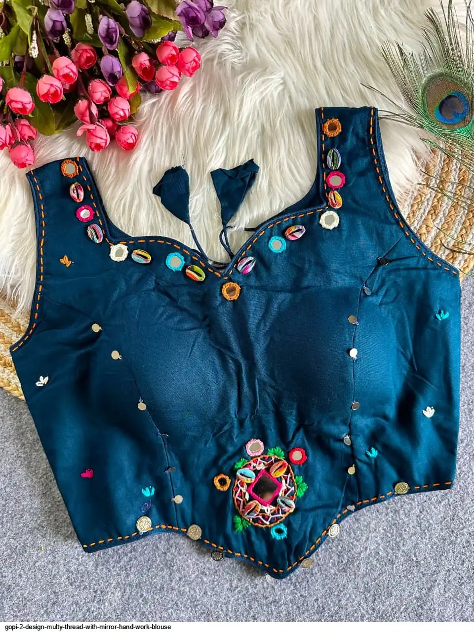 GOPI 2 DESIGN MULTY THREAD WITH MIRROR HAND WORK BLOUSE F