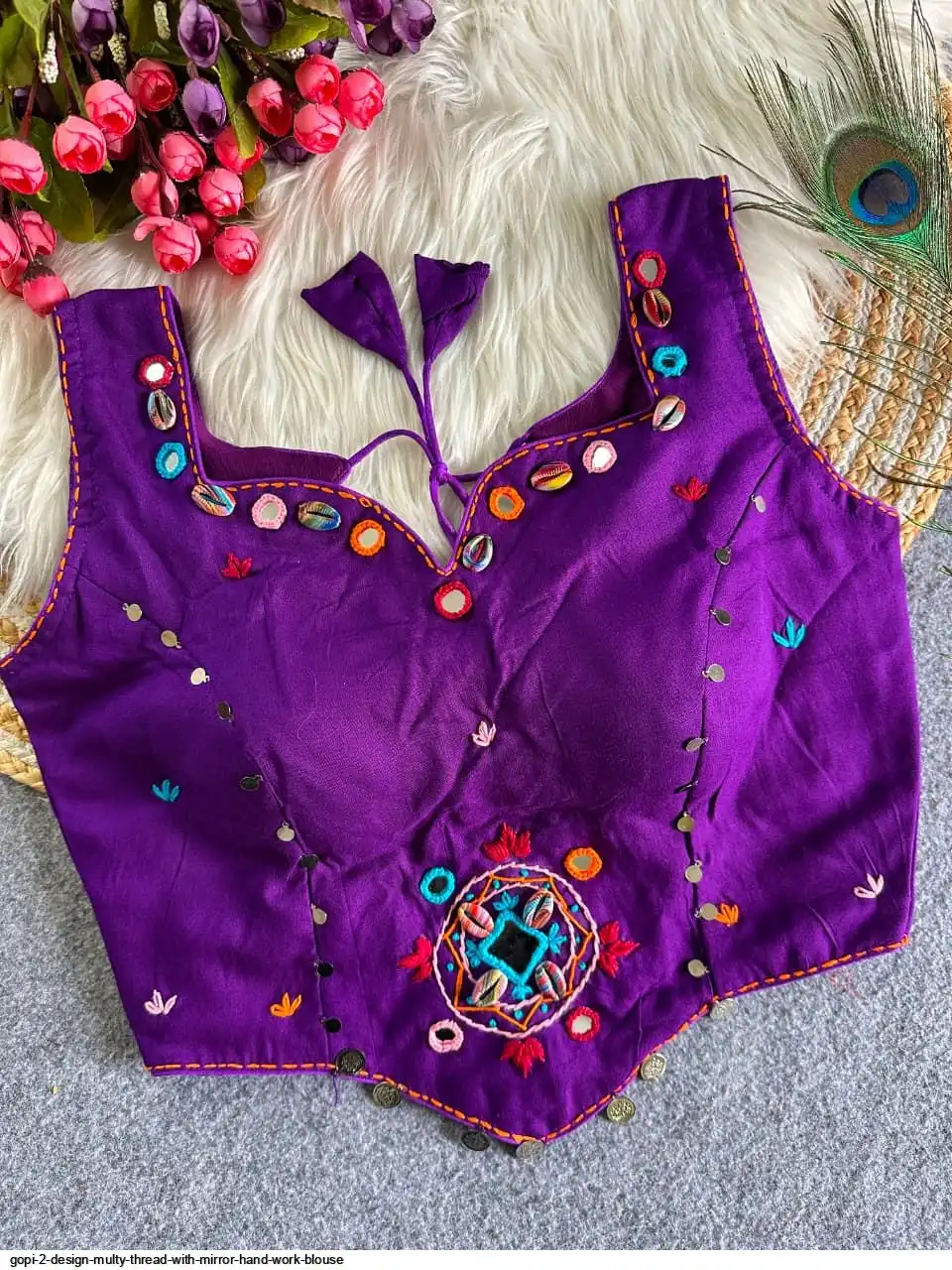 GOPI 2 DESIGN MULTY THREAD WITH MIRROR HAND WORK BLOUSE I