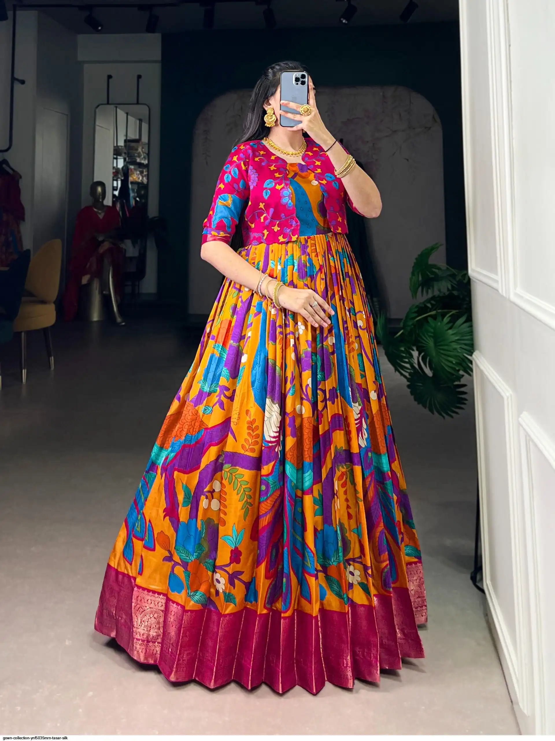GOWN COLLECTION YNF5035MRN TASAR SILK 2