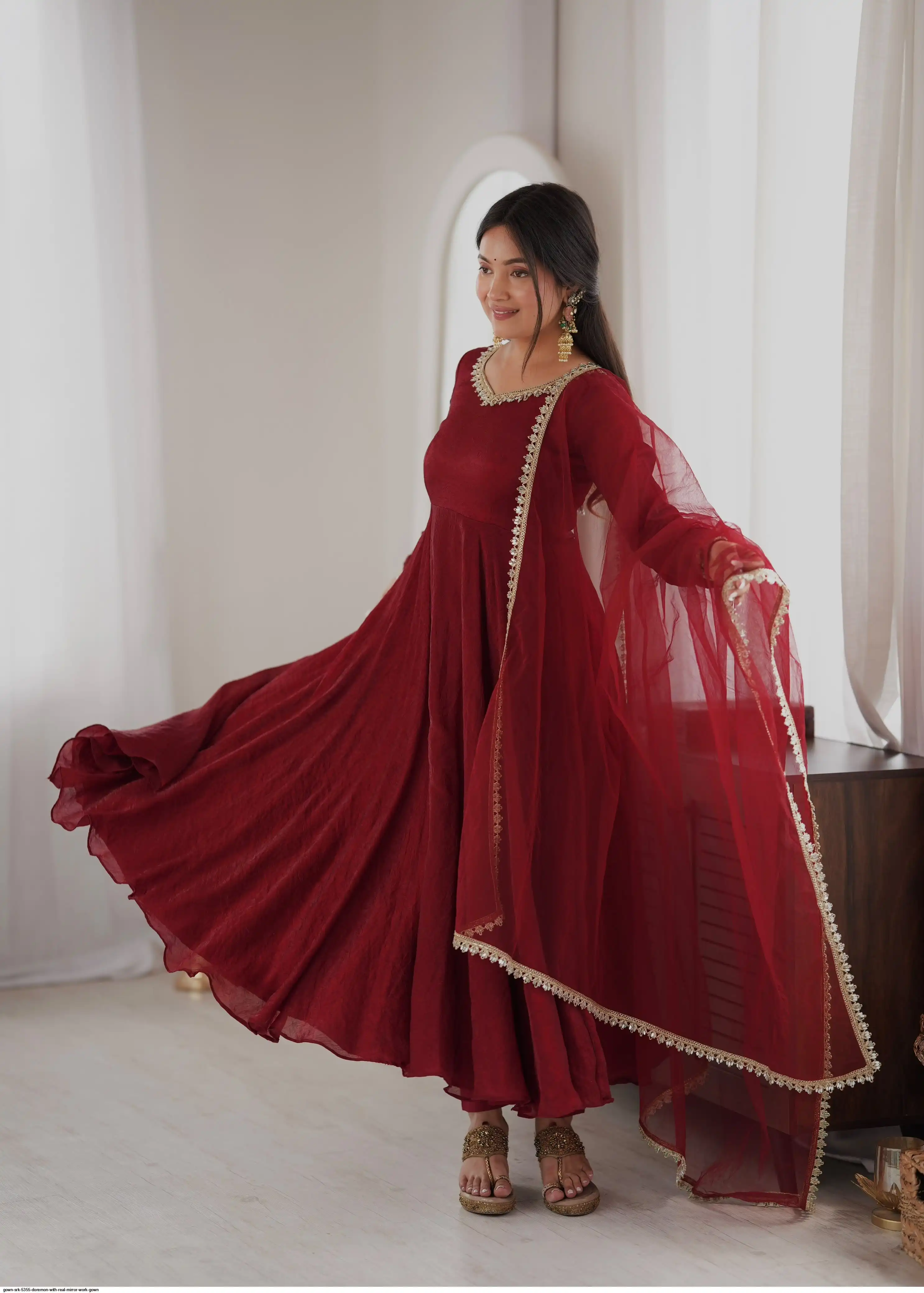 GOWN SRK 5355 DOREMON WITH REAL MIRROR WORK GOWN 1