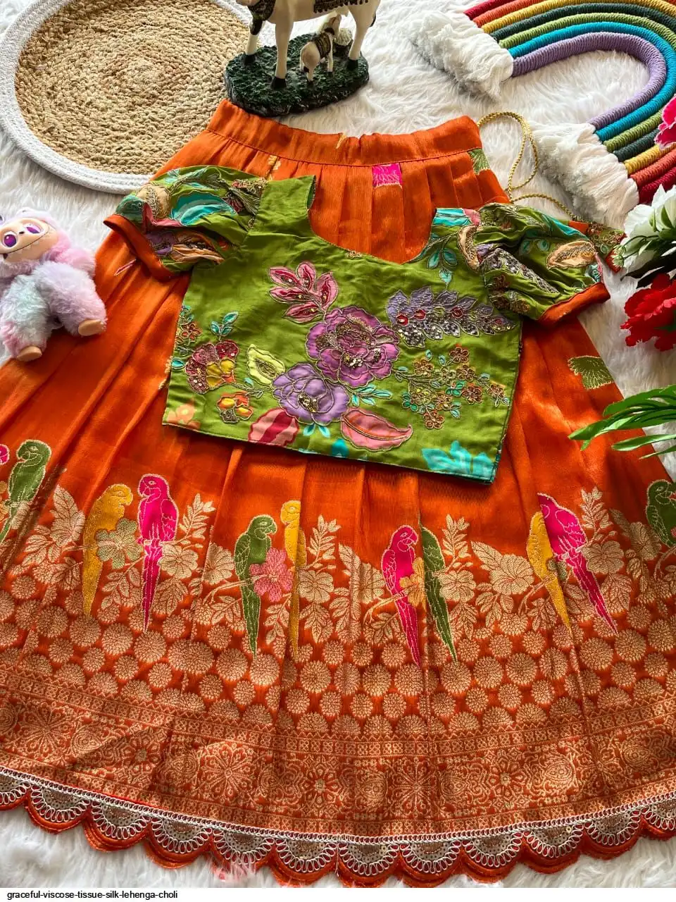 GRACEFUL VISCOSE TISSUE SILK LEHENGA CHOLI B