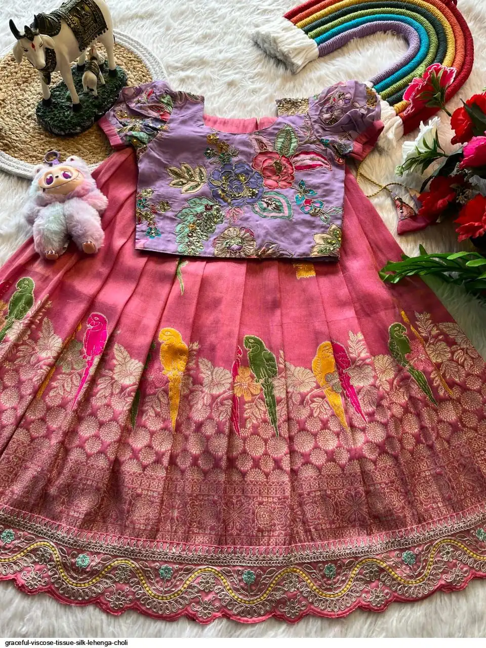 GRACEFUL VISCOSE TISSUE SILK LEHENGA CHOLI C