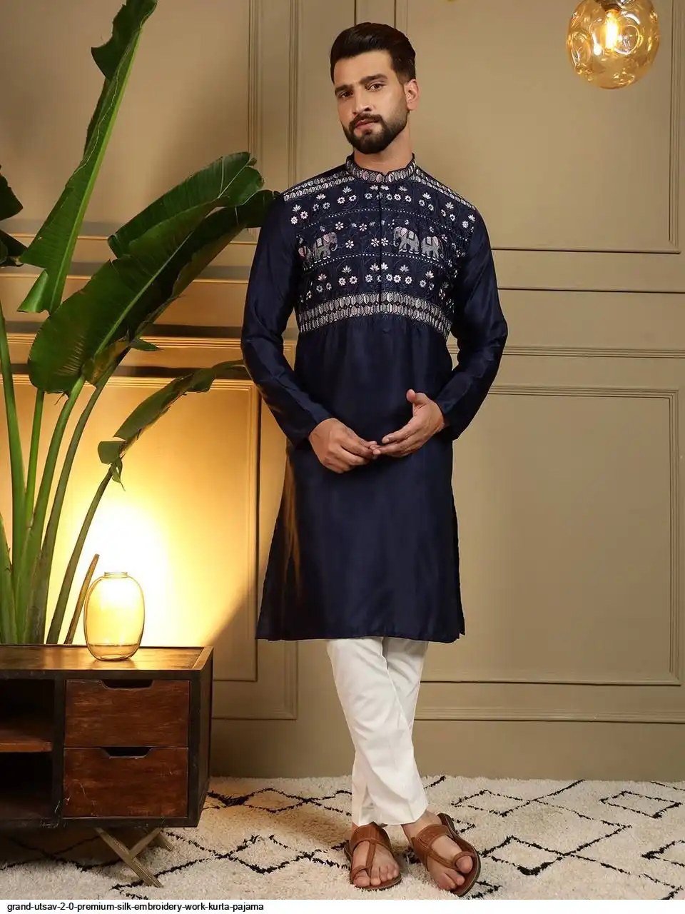 GRAND UTSAV 2 0 PREMIUM SILK EMBROIDERY WORK KURTA PAJAMA E