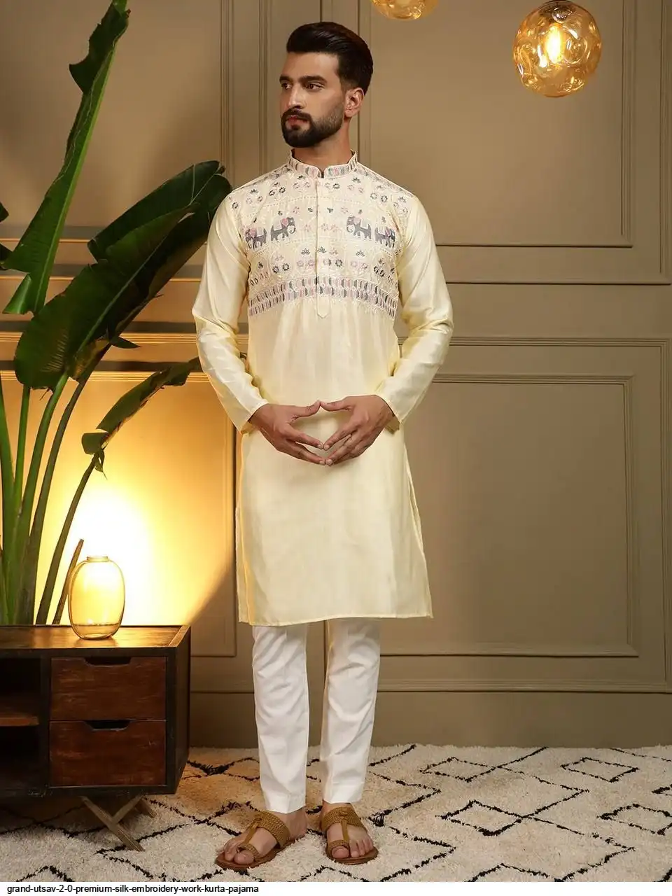 GRAND UTSAV 2 0 PREMIUM SILK EMBROIDERY WORK KURTA PAJAMA C