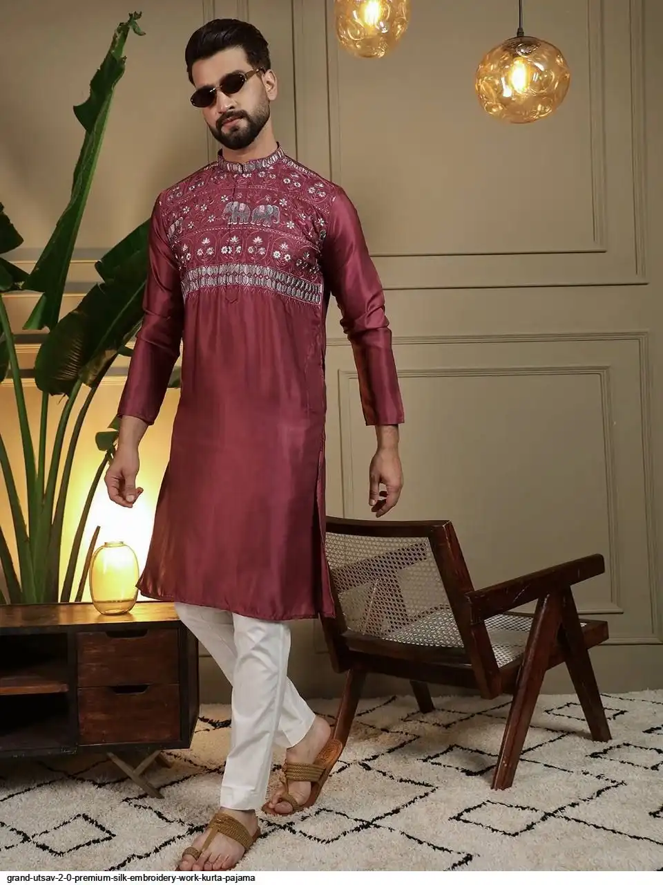 GRAND UTSAV 2 0 PREMIUM SILK EMBROIDERY WORK KURTA PAJAMA A