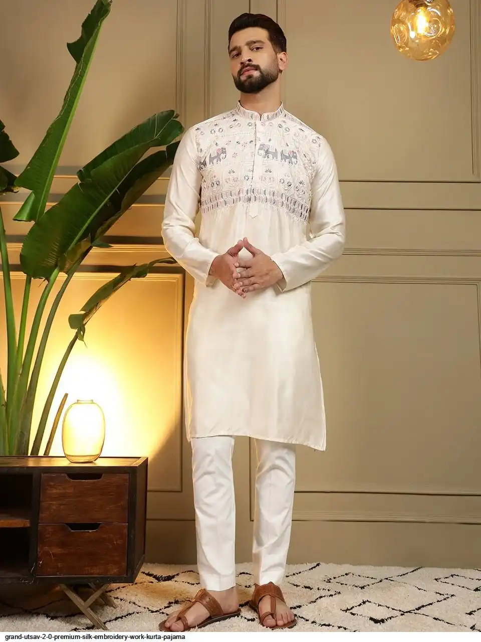 GRAND UTSAV 2 0 PREMIUM SILK EMBROIDERY WORK KURTA PAJAMA D
