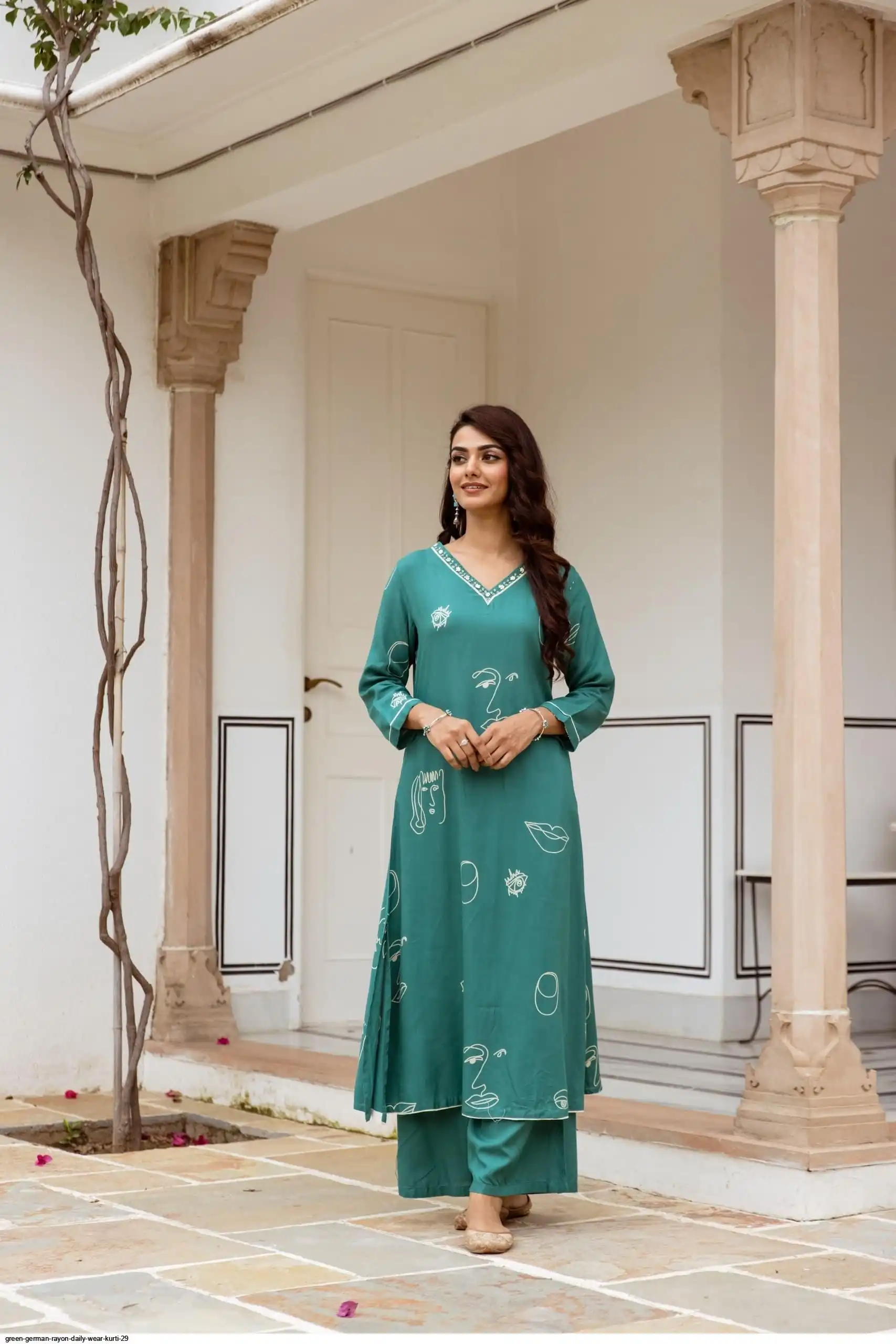 GREEN GERMAN RAYON DAILY WEAR KURTI 29