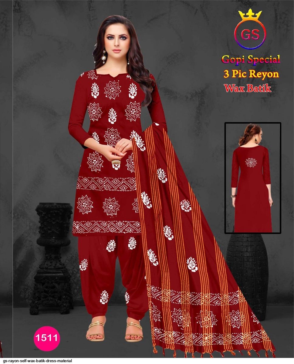 HAIDER ALI AND SONS Women's Cotton Silk Batik Print Unstitched Salwar Suit  Dress Material With Duputta Free Size : Amazon.in: Fashion