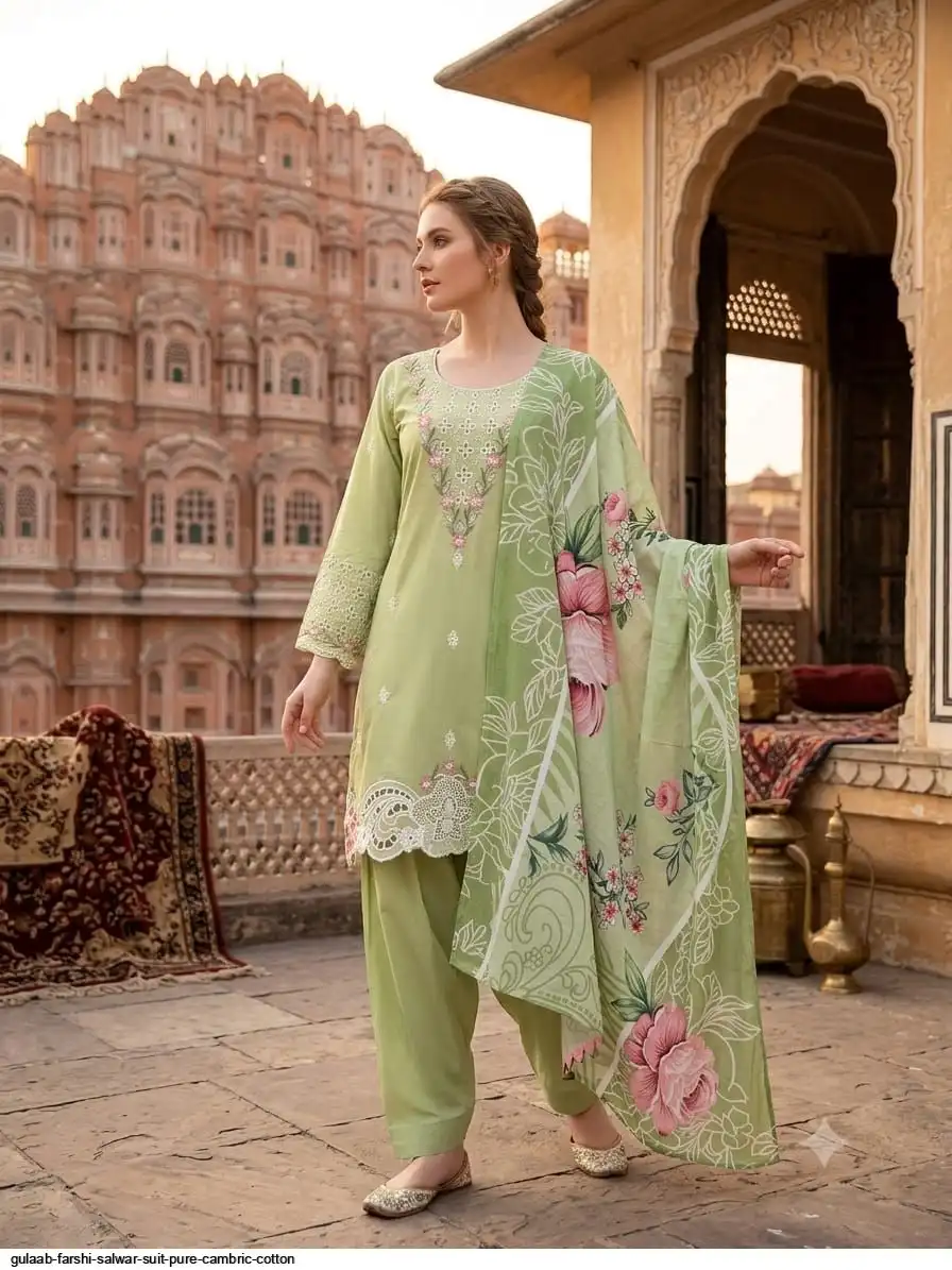 GULAAB FARSHI SALWAR SUIT PURE CAMBRIC COTTON B