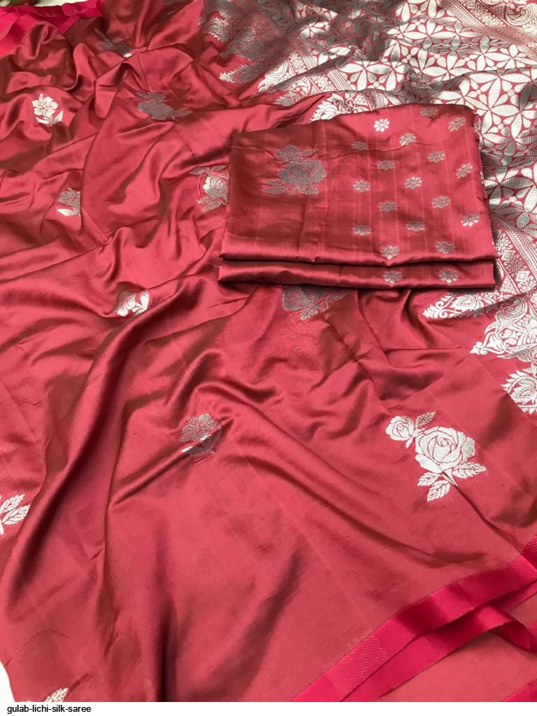 GULAB LICHI SILK SAREE A