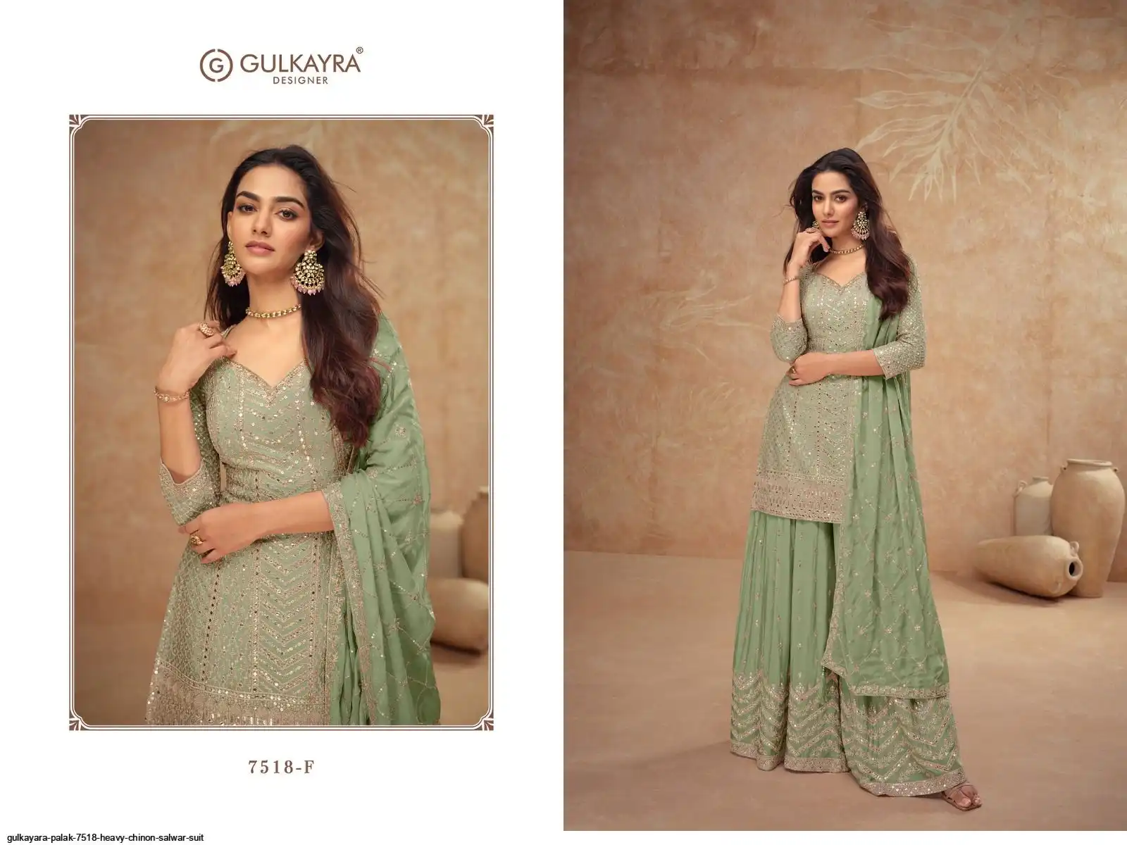 FANCY PALAK 7518 HEAVY CHINON SALWAR SUIT F