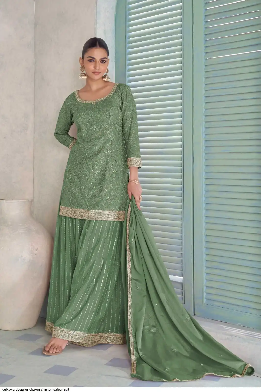 GULKAYRA DESIGNER CHAKORI CHINNON SALWAR SUIT B