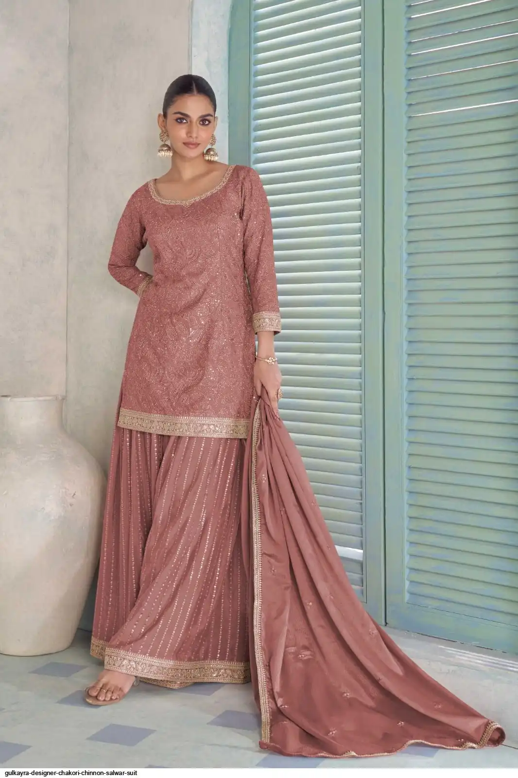 GULKAYRA DESIGNER CHAKORI CHINNON SALWAR SUIT A