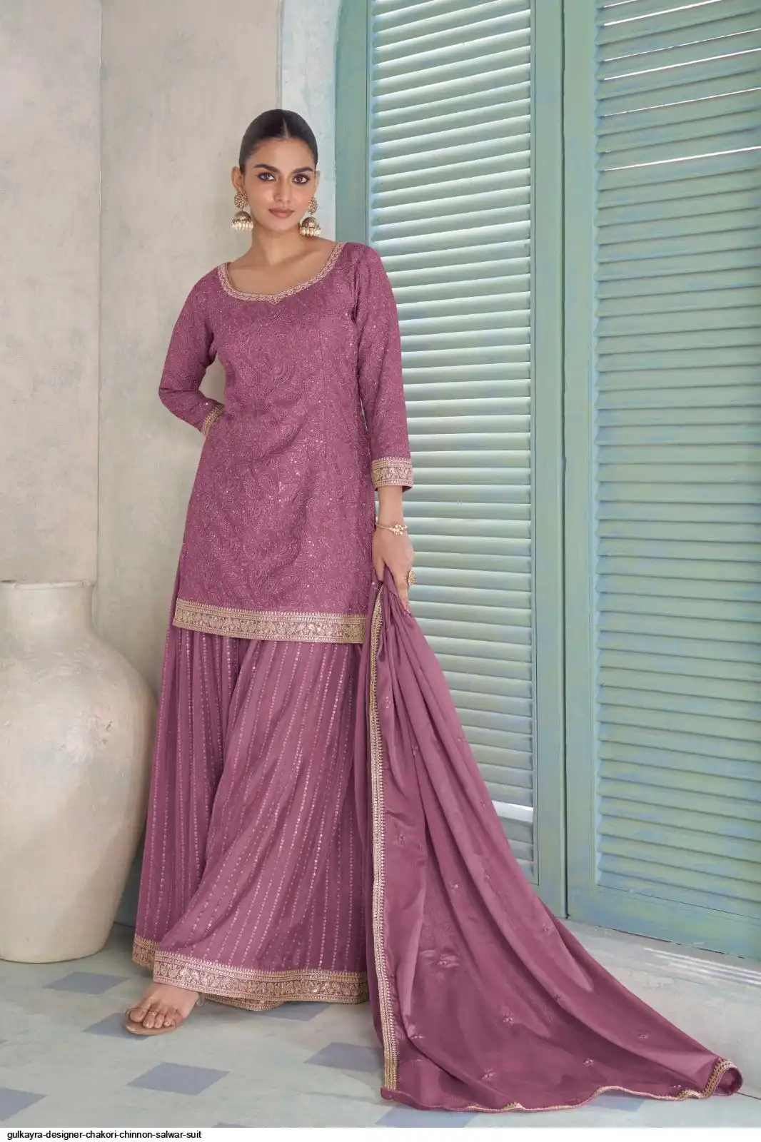 GULKAYRA DESIGNER CHAKORI CHINNON SALWAR SUIT C
