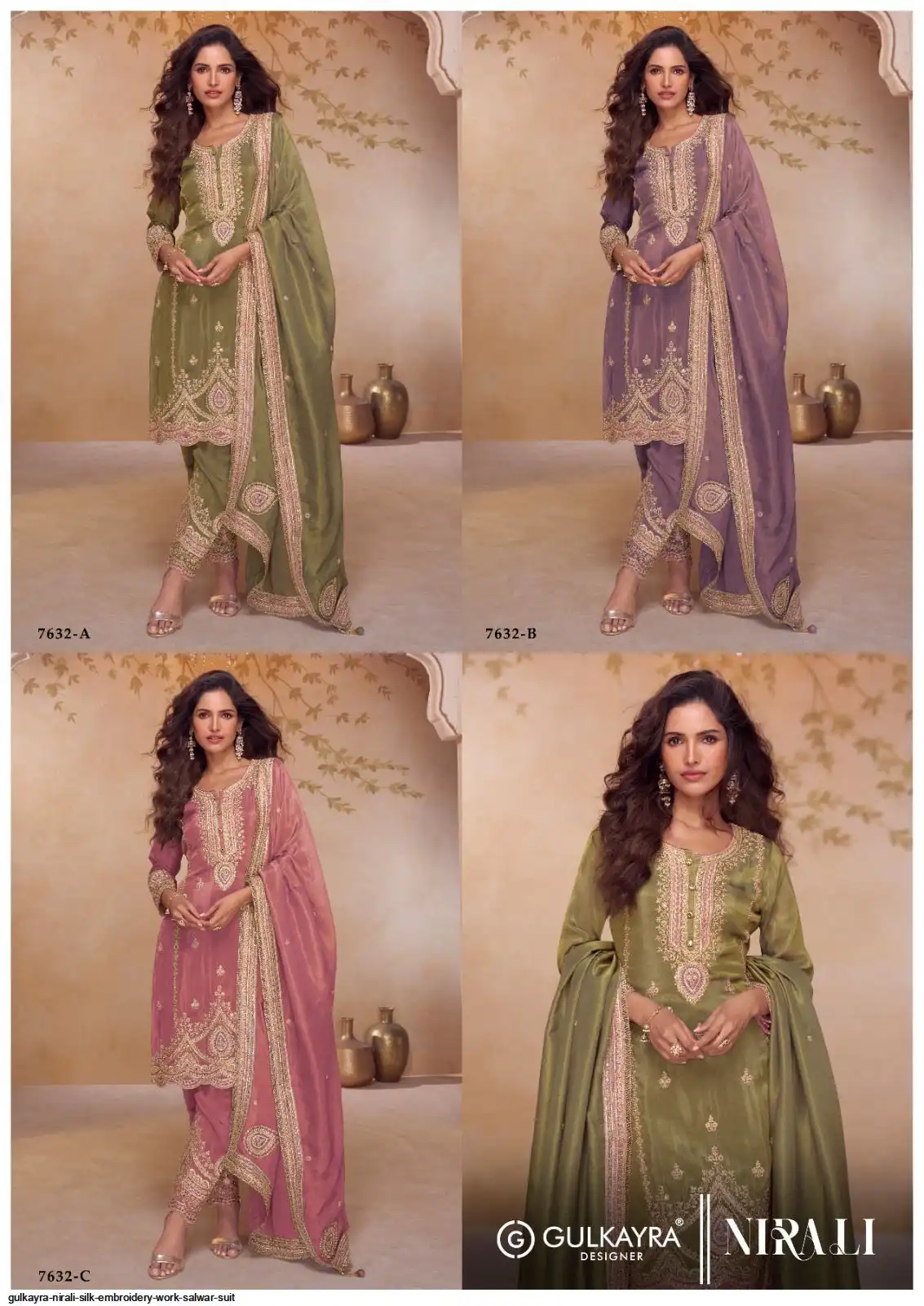 GULKAYRA NIRALI SILK EMBROIDERY WORK SALWAR SUIT 7632