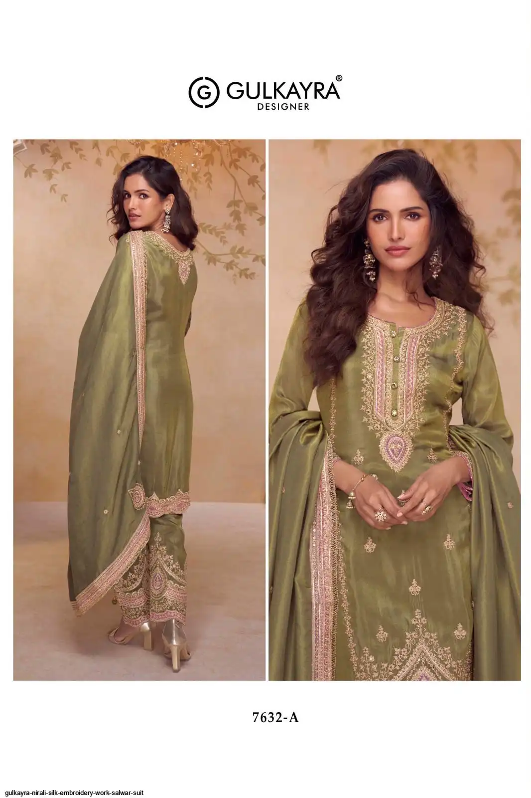 GULKAYRA NIRALI SILK EMBROIDERY WORK SALWAR SUIT 7632 A