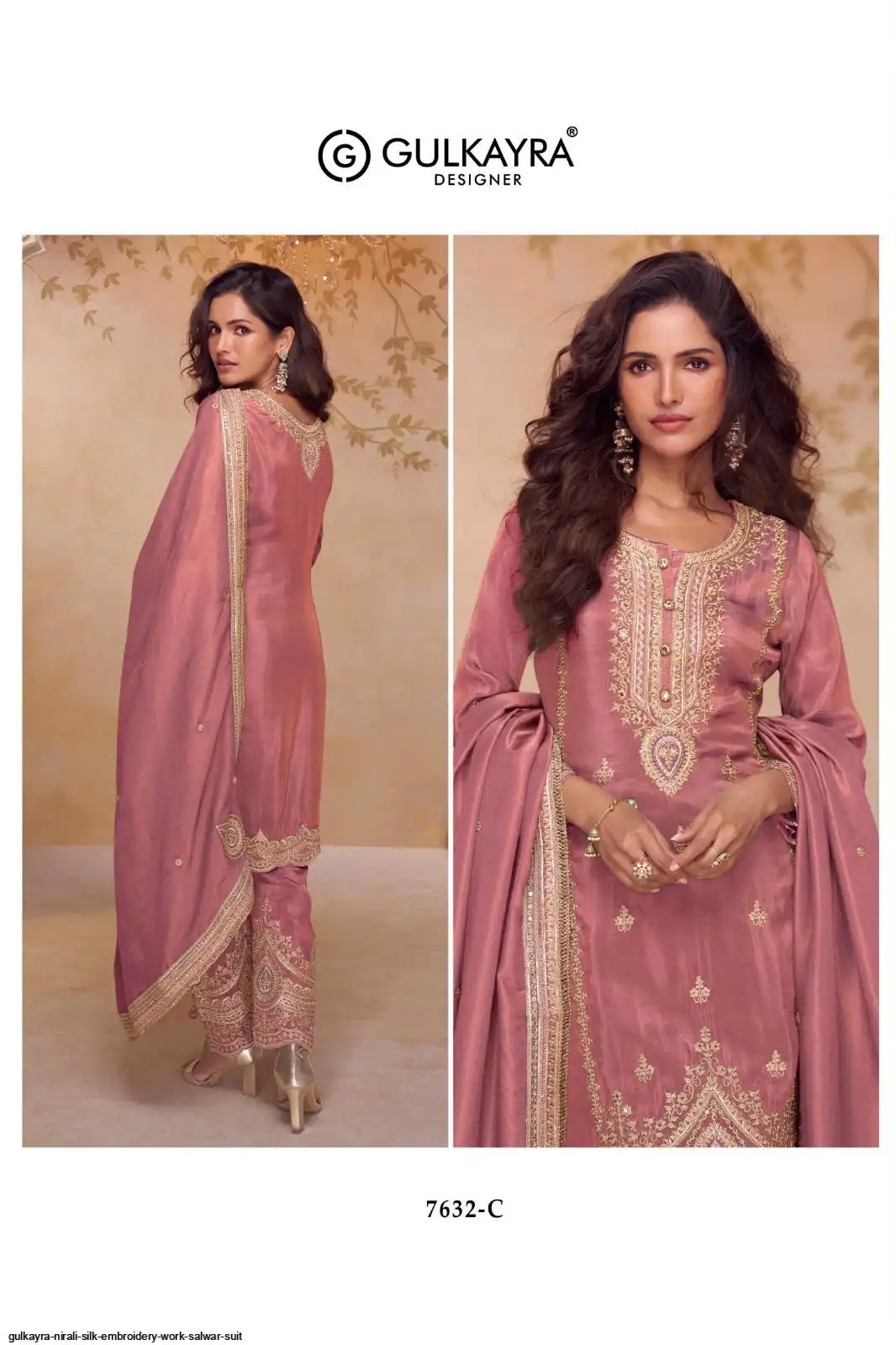 GULKAYRA NIRALI SILK EMBROIDERY WORK SALWAR SUIT 7632 C