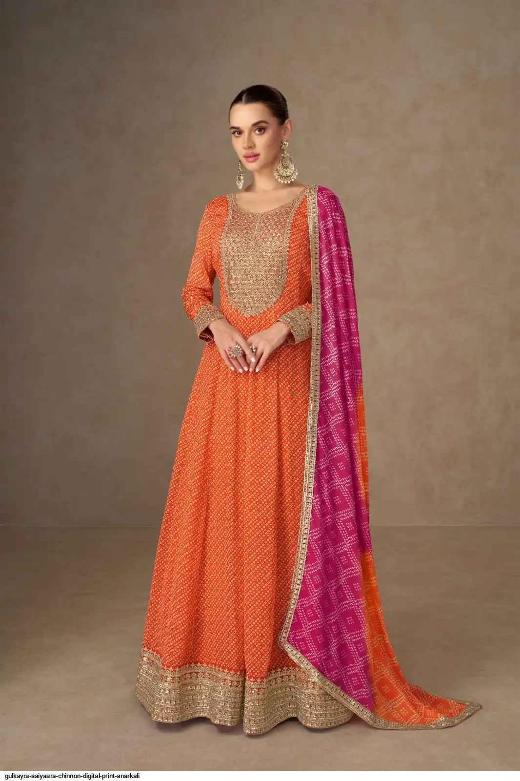 GULKAYRA SAIYAARA CHINNON DIGITAL PRINT ANARKALI A