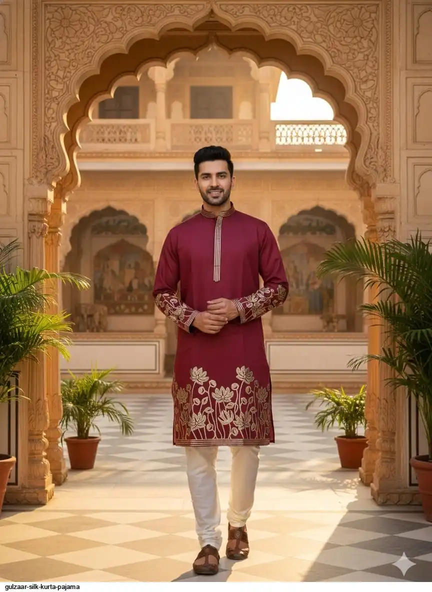 GULZAAR SILK KURTA PAJAMA B