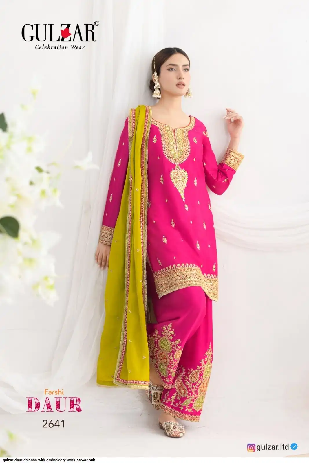GULZAR DAUR CHINNON WITH EMBROIDERY WORK SALWAR SUIT 2641