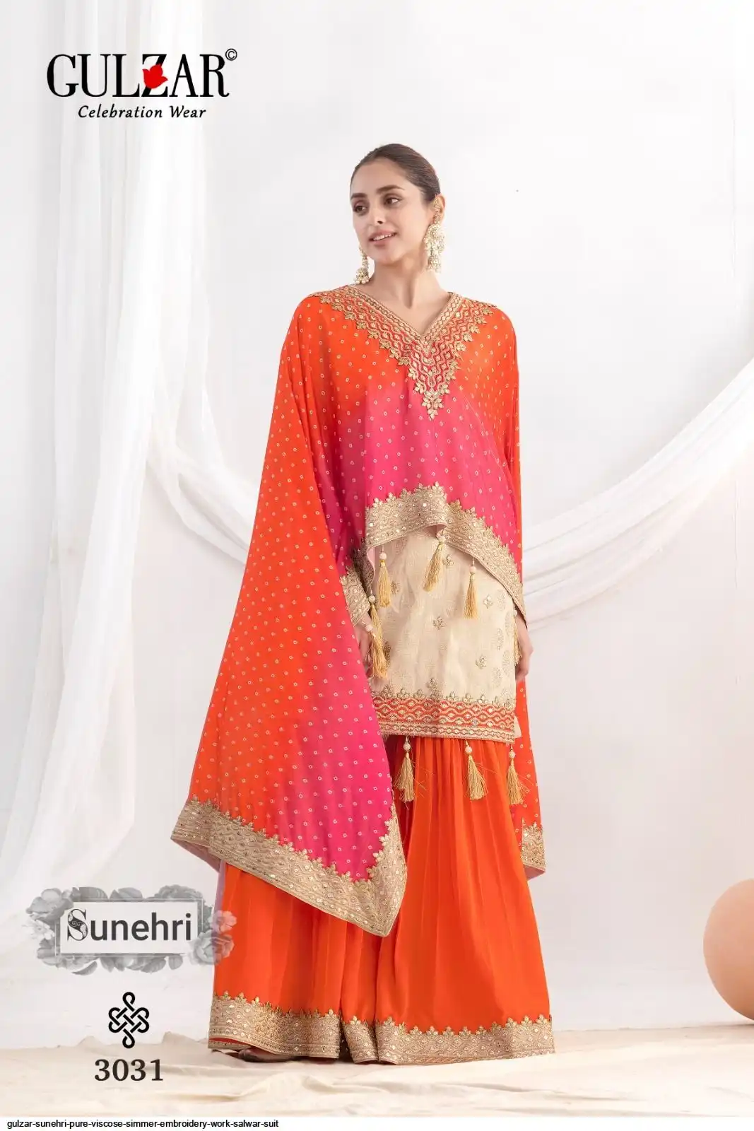 GULZAR SUNEHRI PURE VISCOSE SIMMER EMBROIDERY WORK SALWAR SUIT 3031