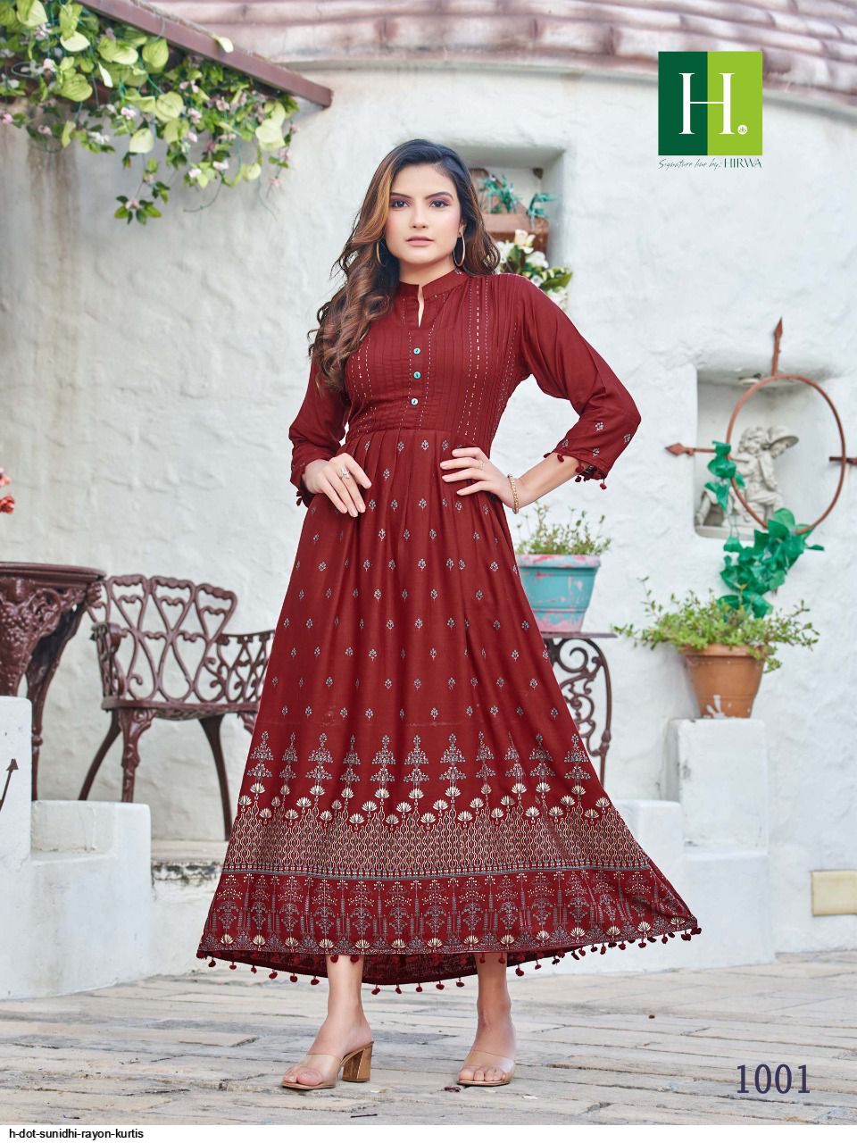 Rayon Fabric Pink Color Simple Embroidery Work Casual Wear Kurti