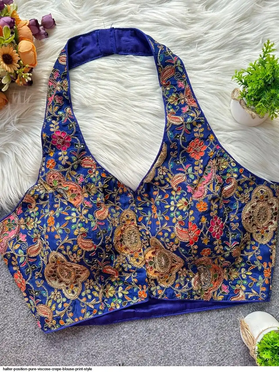 HALTER POSITION PURE VISCOSE CREPE BLOUSE PRINT STYLE E