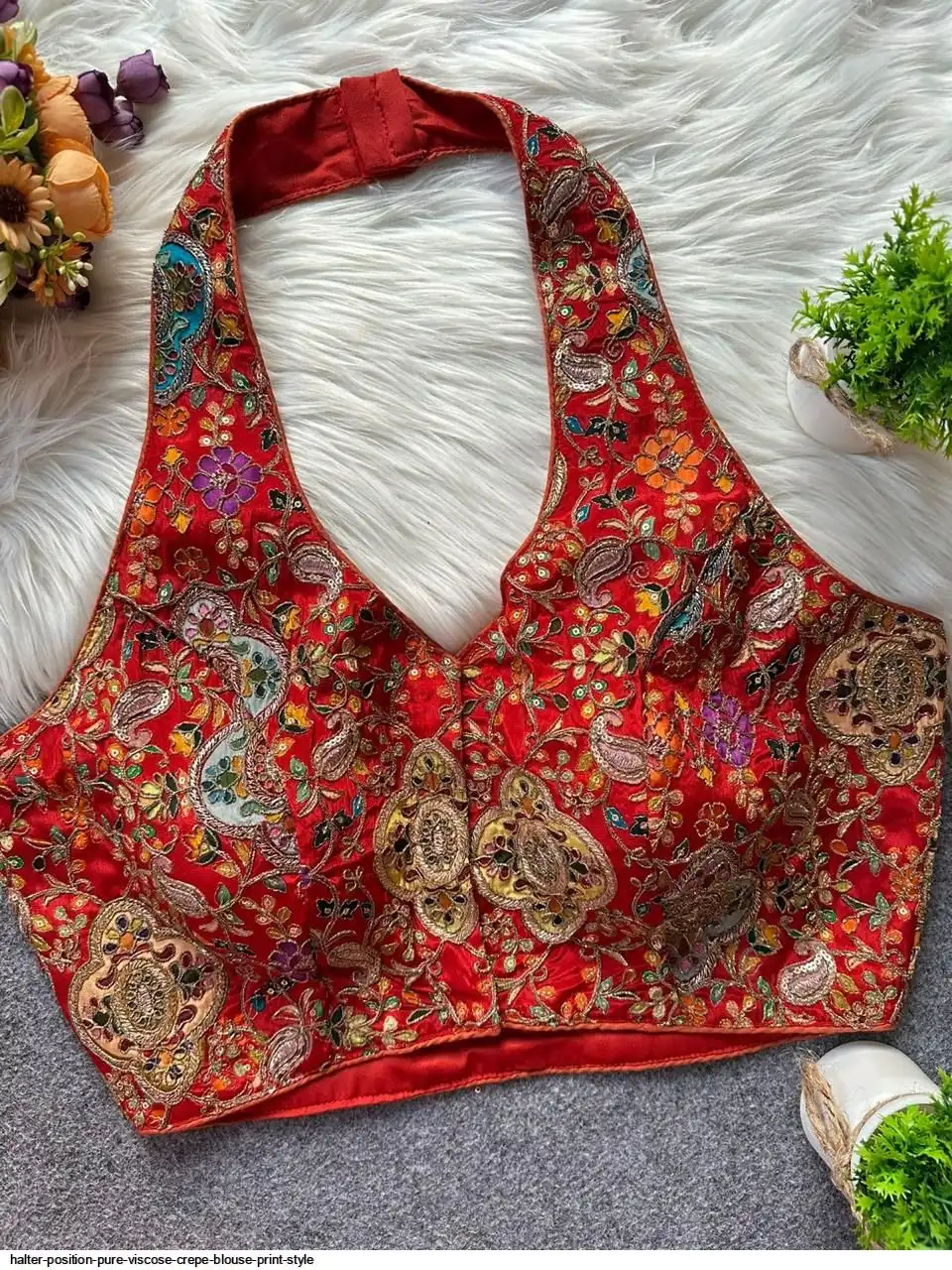 HALTER POSITION PURE VISCOSE CREPE BLOUSE PRINT STYLE A