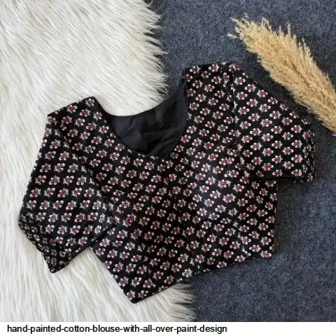 HAND PAINTED COTTON BLOUSE WITH ALL OVER PAINT DESIGN 5