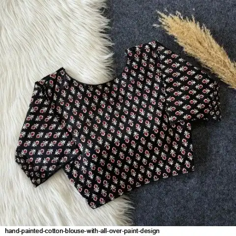 HAND PAINTED COTTON BLOUSE WITH ALL OVER PAINT DESIGN 4