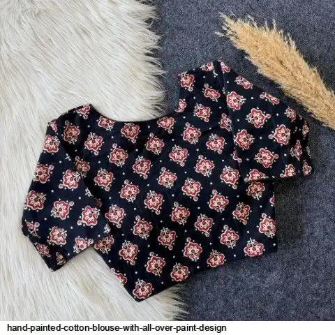HAND PAINTED COTTON BLOUSE WITH ALL OVER PAINT DESIGN 3