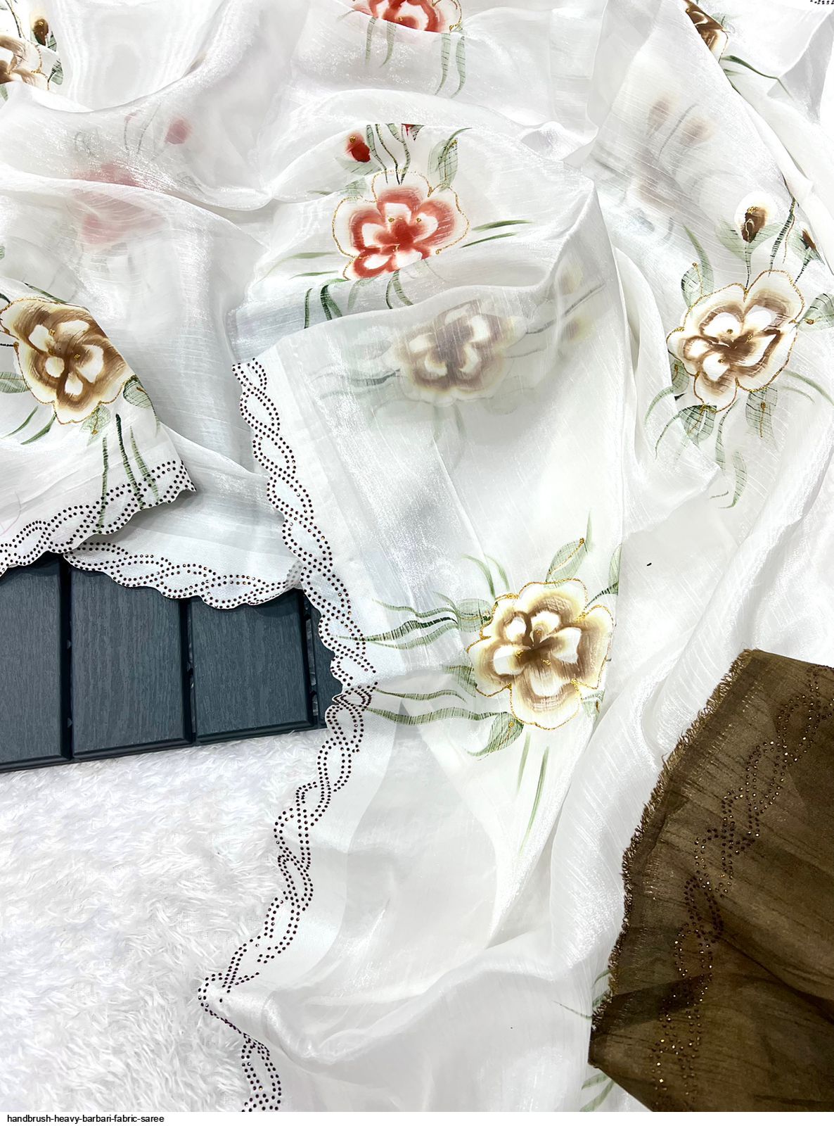 Handbrush Heavy Barbari Fabric saree